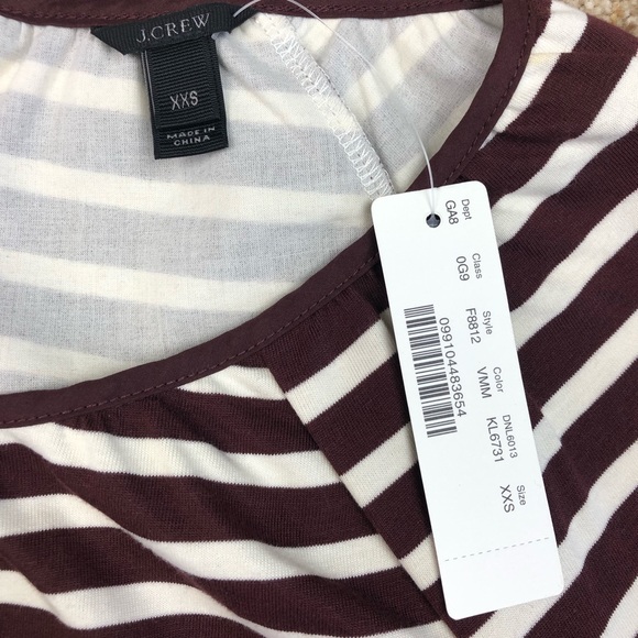 J CREW Top Blouse Structured Stripe Keyhole XXS - Picture 3 of 7